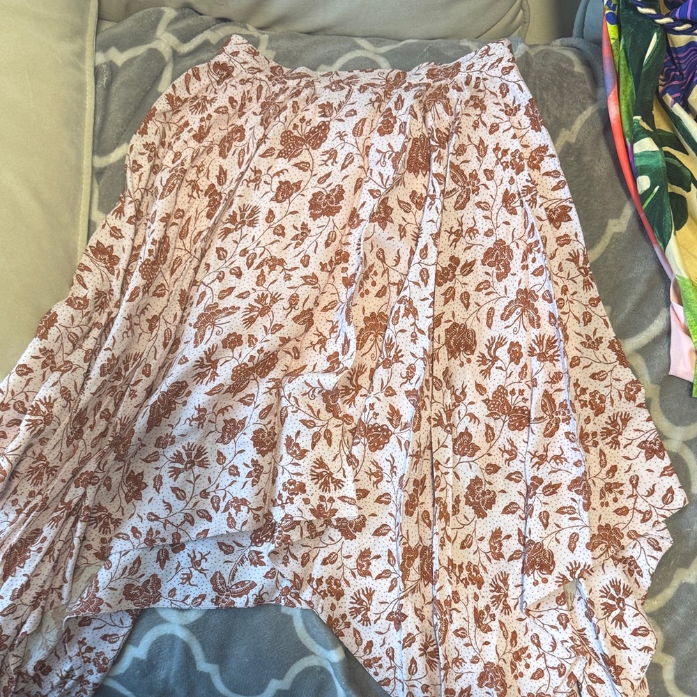 Little Moon A-Line Skirt in Floral Brown and Cream